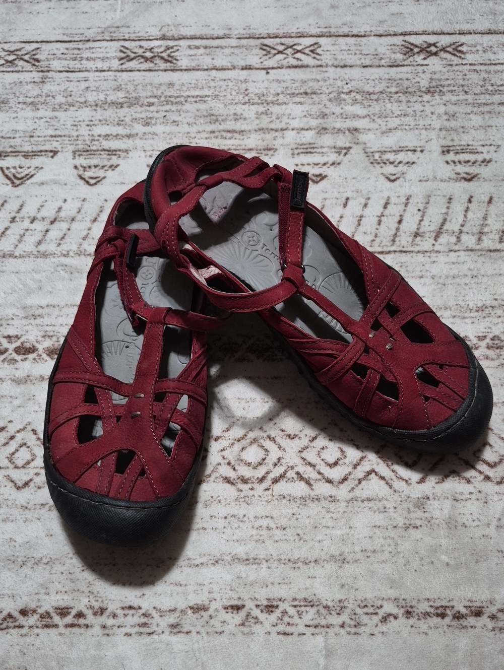 Jambu Women's Red Strappy Closed-Toe Sandal